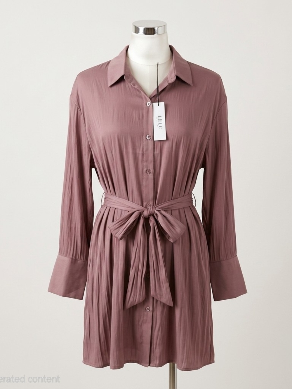 LBLC the label Mauve Button-Up Tie-Waist Shirt Dress